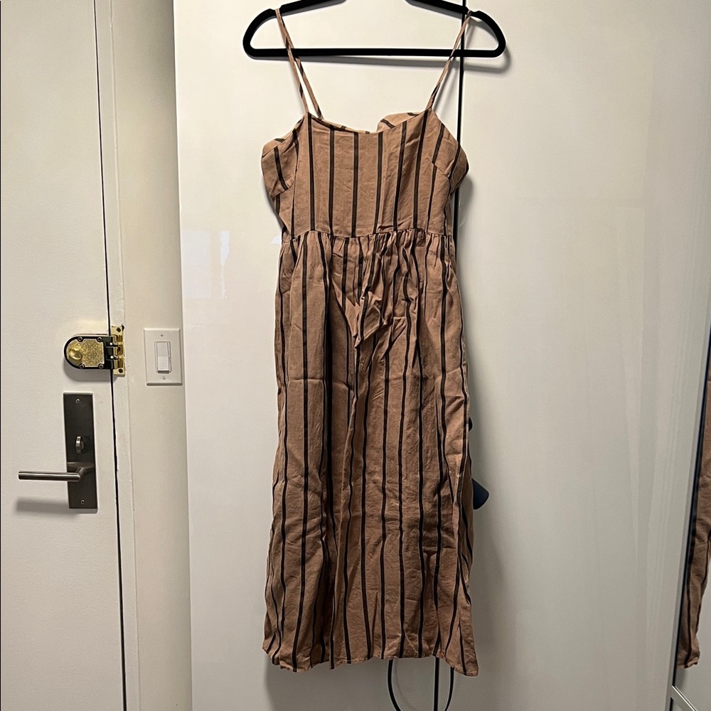 Mango Striped Tan and Black Women's Dress